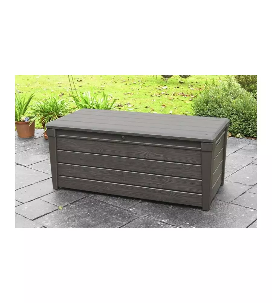 BAULE DA ESTERNO KETER "BRIGHTWOOD" IN RESINA MARRONE EFFETTO LEGNO 454 LT 145X69,7X60,3 CM